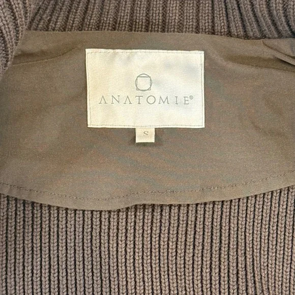 Anatomie Women Brown Field Jacket Ribbed Knit Sleeves Small Utility - Picture 4 of 8